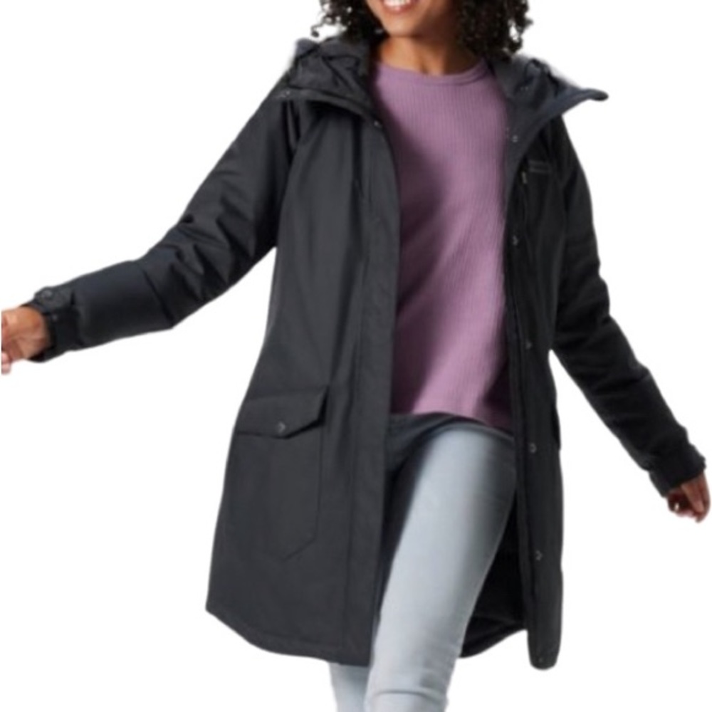 NWT Columbia Black Suttle Mountain Long Insulated Jacket -Sz S - Picture 1 of 11